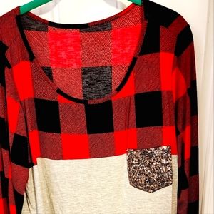 Christmas Buffalo Print T-shirts with Bling